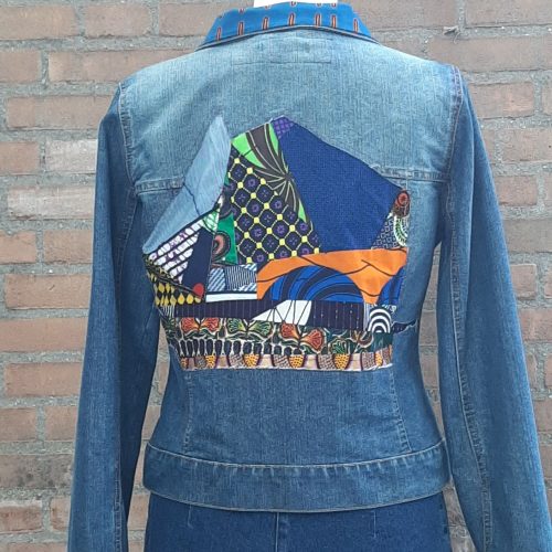 Jeans jas met patchwork