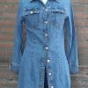 Lange jeans jas met waxprint