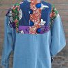 jas TJJ-13 r Jeans blouse / jas bewerkt met waxprint.