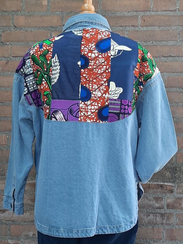jas TJJ-13 r Jeans blouse / jas bewerkt met waxprint.