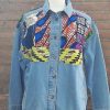 jas TJJ-13 v Jeans blouse / jas bewerkt met waxprint.