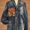 Jeans colbert / jas met applicaties.