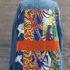 jas TJJ-16 r Grote jeans blouse / jas met patchwork waxprint