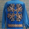 jas TJJ-17 r Jeans blouse / jas met applicatie waxprint