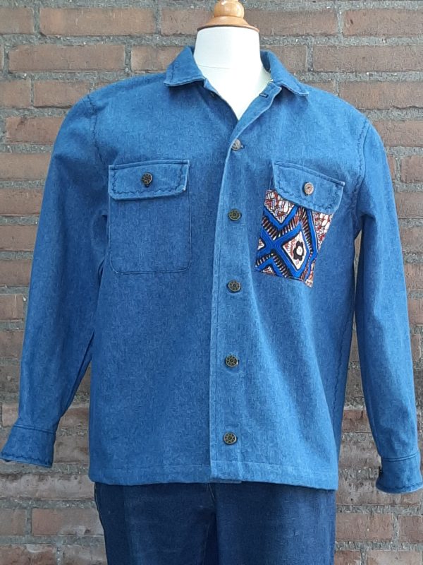 jas TJJ-17 v Jeans blouse / jas met applicatie waxprint