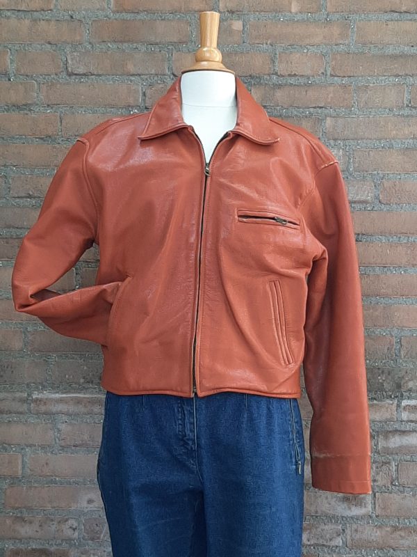 jas TNJ-02 v Leren jas met applicatie