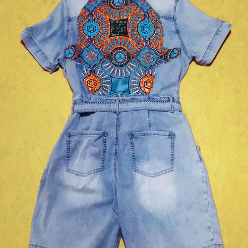 Jeans overall met halflange pijpen